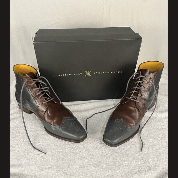 Undandy Men’s Ankle Boots Size‎ 45 Multicolor Brown & Grey Leather Dress Shoes